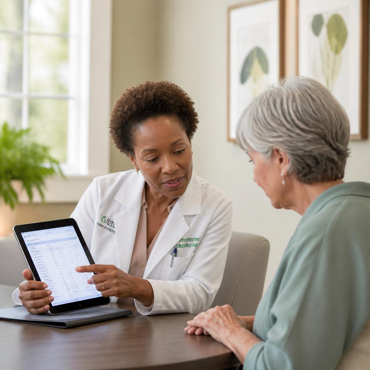 A THRYVE provider discussing test results with a patient