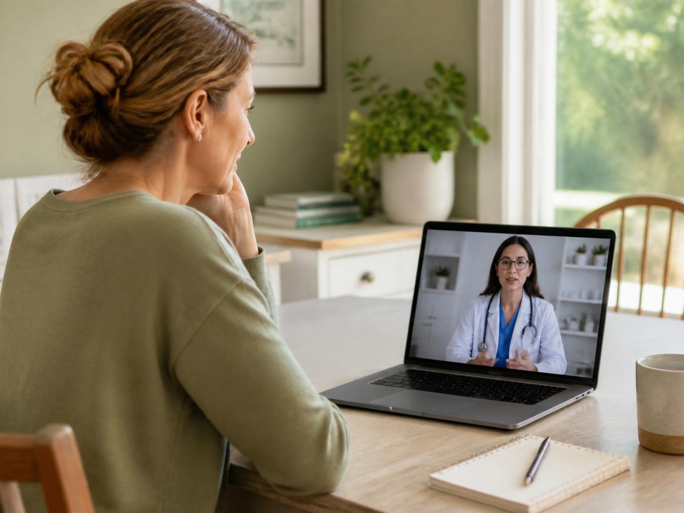 An older adult meeting a THRYVE provider by video from home as part of healthy-aging care