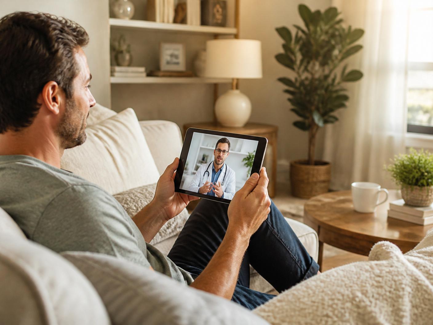 Patient joining a THRYVE telemedicine consultation from home